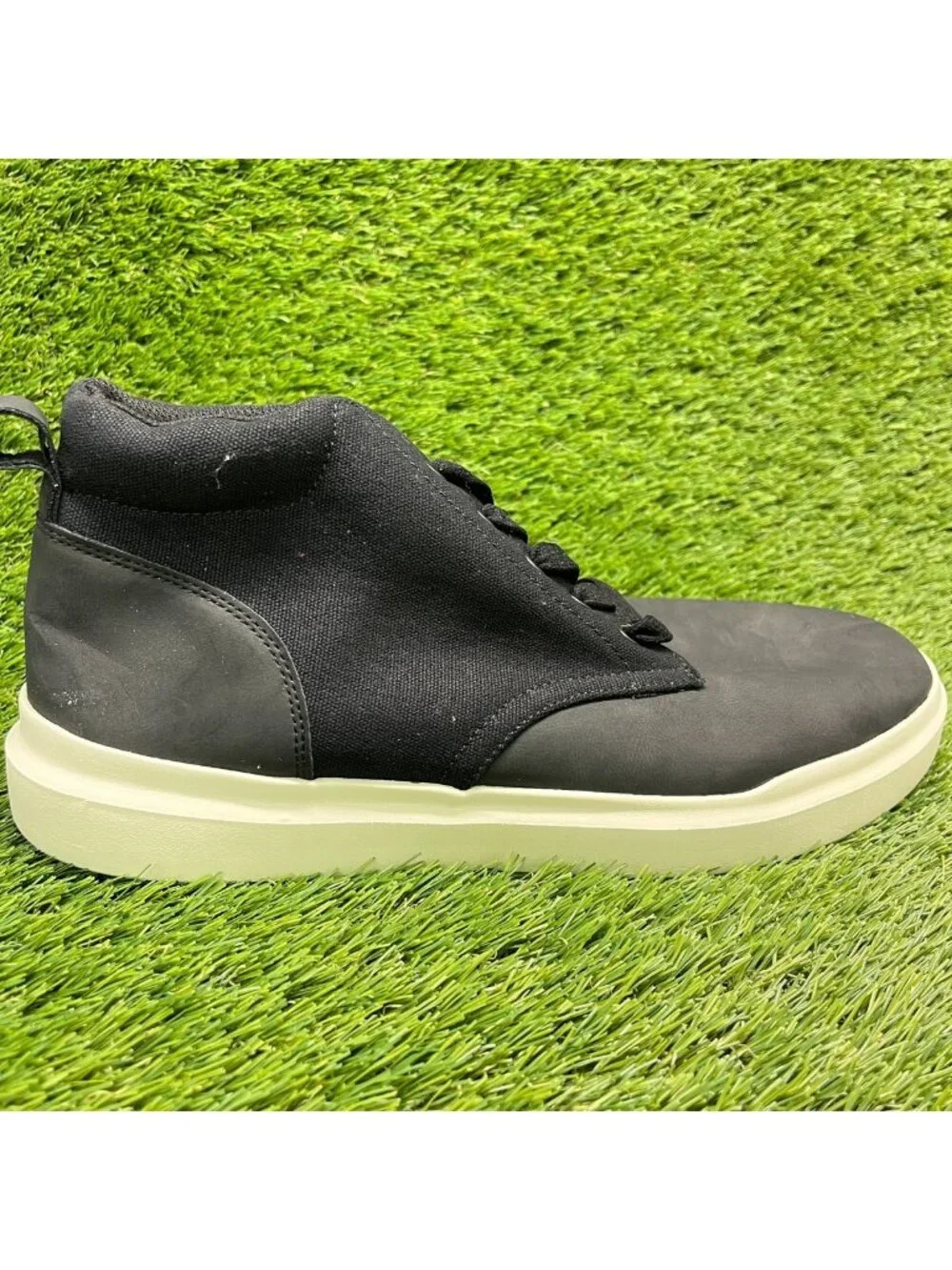 Perry Ellis Tao Mens Size 11.5 Black Casual Leather Ankle Chukka Boots Shoes